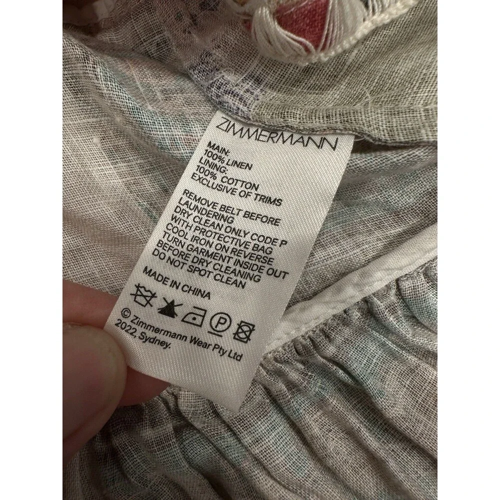 ZIMMERMANN patchwork mini dress ZIM 0 / US 2 Summer Línen‎ Blend